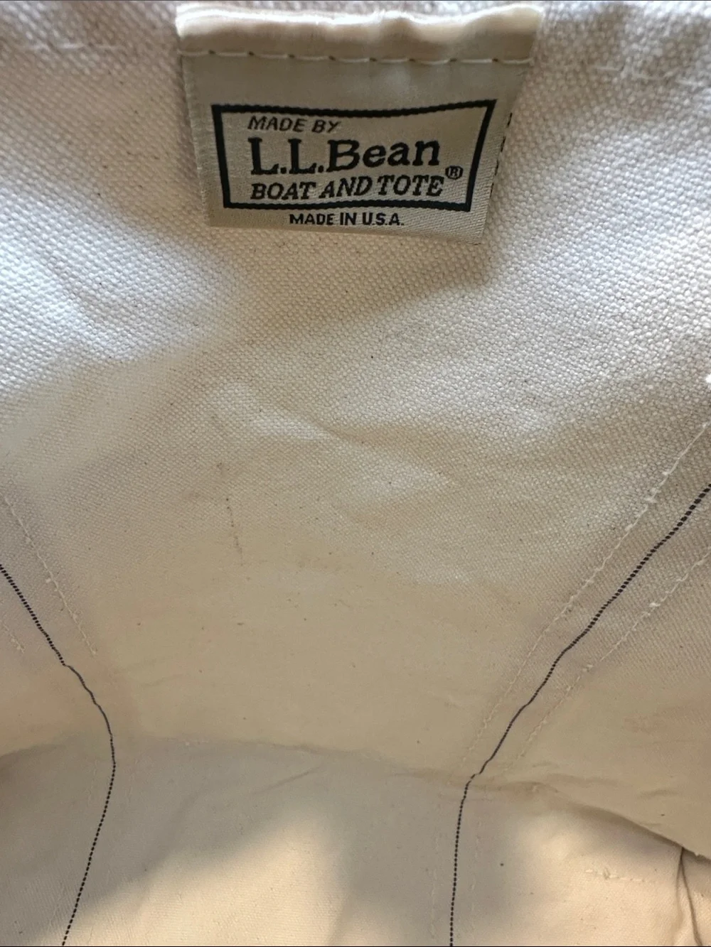 L.L.Bean Boat and Tote Large Canvas Tote Bag Gray Trim Hell’s Bay Boatworks USA - Picture 6 of 7